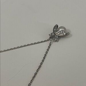 Genuine Pearl/Silver Bee Pendant Necklace NWOT